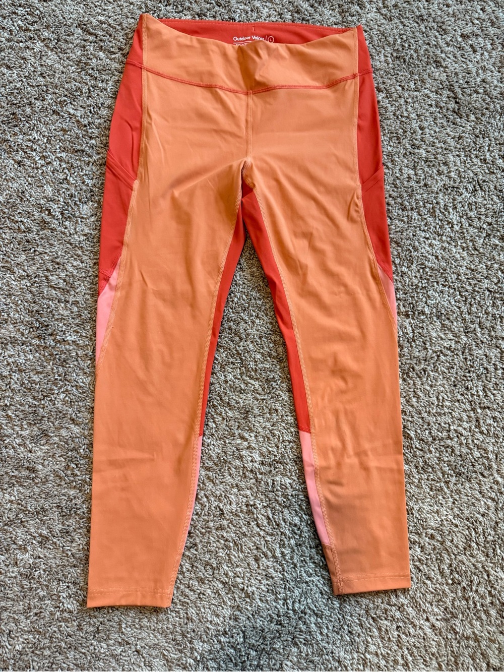 Outdoor Voices Colorblock Leggings - Coral, Orange & Pink